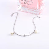 925 Silver Mini Round Wheel Pearl Wrist Bracelet Silver Beads Chains