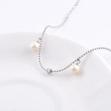 925 Silver Mini Round Wheel Pearl Wrist Bracelet Silver Beads Chains