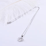 925 Silver Zircon Baby Elephant Necklace Women Animal Pendant Choker
