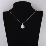 925 Silver Zircon Baby Elephant Necklace Women Animal Pendant Choker