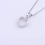 925 Silver Hollow Zircon Heart Necklace For Women