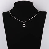 925 Silver Hollow Zircon Heart Necklace For Women
