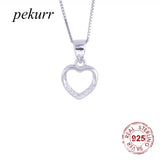925 Silver Hollow Zircon Heart Necklace For Women