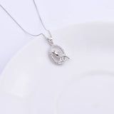 925 Silver Sparrow Fly Bird Necklace Zircon Hoop Pendants Jewelry