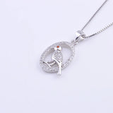 925 Silver Sparrow Fly Bird Necklace Zircon Hoop Pendants Jewelry