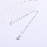 925 Silver Zircon Stripe Heart Necklace Big Love Pendant Choker Gift