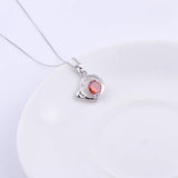 925 Silver Ruby Crystal Jagged Heart Necklace Zircon Pendant Wedding Jewelry