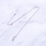 925 Silver Hoop Zircon Heart Necklace Long Chain Pendant Jewelry