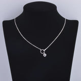925 Silver Hoop Zircon Heart Necklace Long Chain Pendant Jewelry
