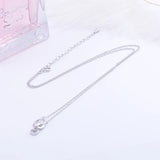 925 Silver Hoop Zircon Heart Necklace Long Chain Pendant Jewelry