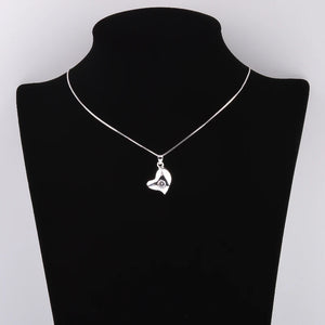 925 Silver Zircon Heart Necklace Crystal Pendant Jewelry