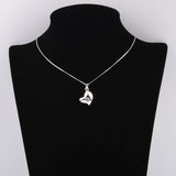925 Silver Zircon Heart Necklace Crystal Pendant Jewelry