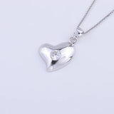 925 Silver Zircon Heart Necklace Crystal Pendant Jewelry