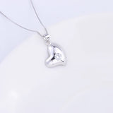 925 Silver Zircon Heart Necklace Crystal Pendant Jewelry