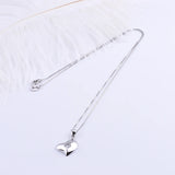 925 Silver Zircon Heart Necklace Crystal Pendant Jewelry