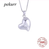 925 Silver Zircon Heart Necklace Crystal Pendant Jewelry