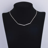 925 Silver Cubic Zircon Link Strip Necklace Geometric Branch Choker