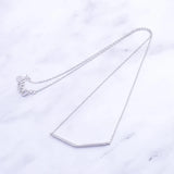 925 Silver Cubic Zircon Link Strip Necklace Geometric Branch Choker