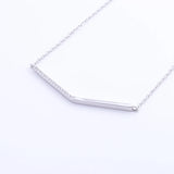 925 Silver Cubic Zircon Link Strip Necklace Geometric Branch Choker