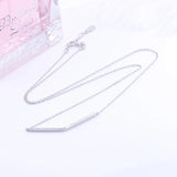 925 Silver Cubic Zircon Link Strip Necklace Geometric Branch Choker