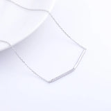 925 Silver Cubic Zircon Link Strip Necklace Geometric Branch Choker