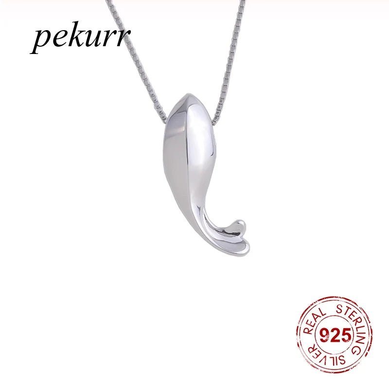Sterling Silver Whale Fish Necklace Dolphin Pendant Silver Chain Women Jewelry