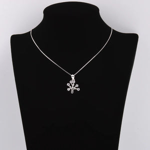 925 Silver Tree of Life Necklace Zircon Leaf Pendants Choker Jewelry