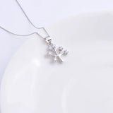 925 Silver Tree of Life Necklace Zircon Leaf Pendants Choker Jewelry