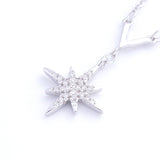 925 Silver V Branch Strip & CZ Anise Star Long Necklace
