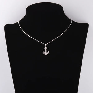 925 Silver Zircon Anchor Necklace for Women