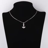 925 Silver Zircon Anchor Necklace for Women