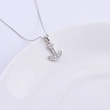 925 Silver Zircon Anchor Necklace for Women