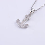 925 Silver Zircon Anchor Necklace for Women