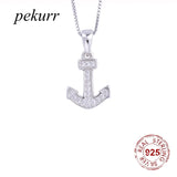 925 Silver Zircon Anchor Necklace for Women