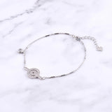 925 Silver Zircon Circle Hoop Bracelet Women Round Tube Bangle Jewelry