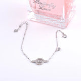 925 Silver Zircon Circle Hoop Bracelet Women Round Tube Bangle Jewelry