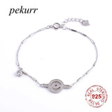 925 Silver Zircon Circle Hoop Bracelet Women Round Tube Bangle Jewelry