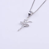 925 Silver Zircon Ballet Dancer Necklace Crystal Pendant