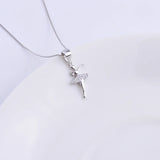 925 Silver Zircon Ballet Dancer Necklace Crystal Pendant