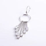 925 Silver Zircon Long Strip Curtain Drop Earrings For Women
