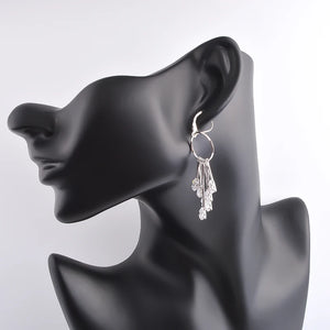 925 Silver Zircon Long Strip Curtain Drop Earrings For Women