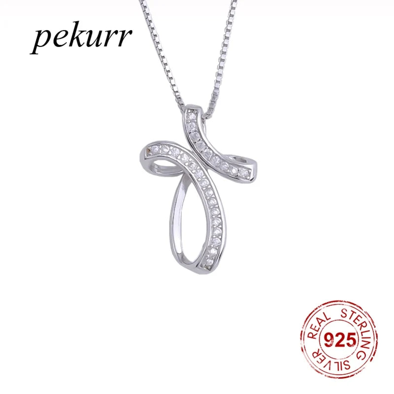 925 Silver Zircon Lace Wave Round Cross Pendants