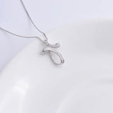925 Silver Zircon Lace Wave Round Cross Pendants