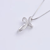 925 Silver Zircon Lace Wave Round Cross Pendants
