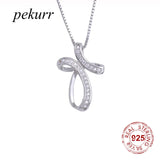 925 Silver Zircon Lace Wave Round Cross Pendants