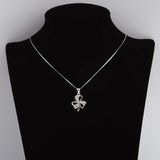 925 Silver Zircon 3 Leaf Clover Necklaces Heart Pendants Wedding Jewelry