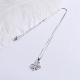 925 Silver Zircon 3 Leaf Clover Necklaces Heart Pendants Wedding Jewelry