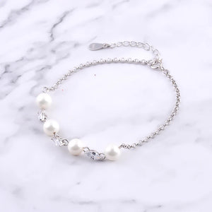 925 Silver Zircon Eye Pearl Bracelet For Women