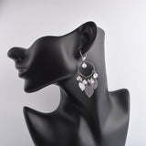 925 Silver Zircon Round Hoop Goldfish Drop Earrings Leaf Dangle Earring