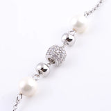 925 Silver Zircon Round Wheel Pearl Bracelet For Women
